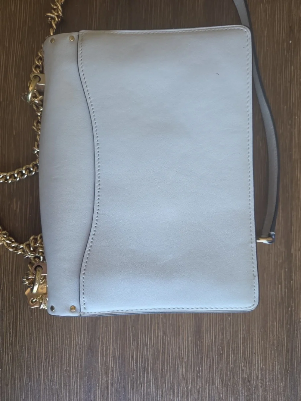 Coach Ivory and Signature Canvas Chain Crossbody with Gold Hardware
